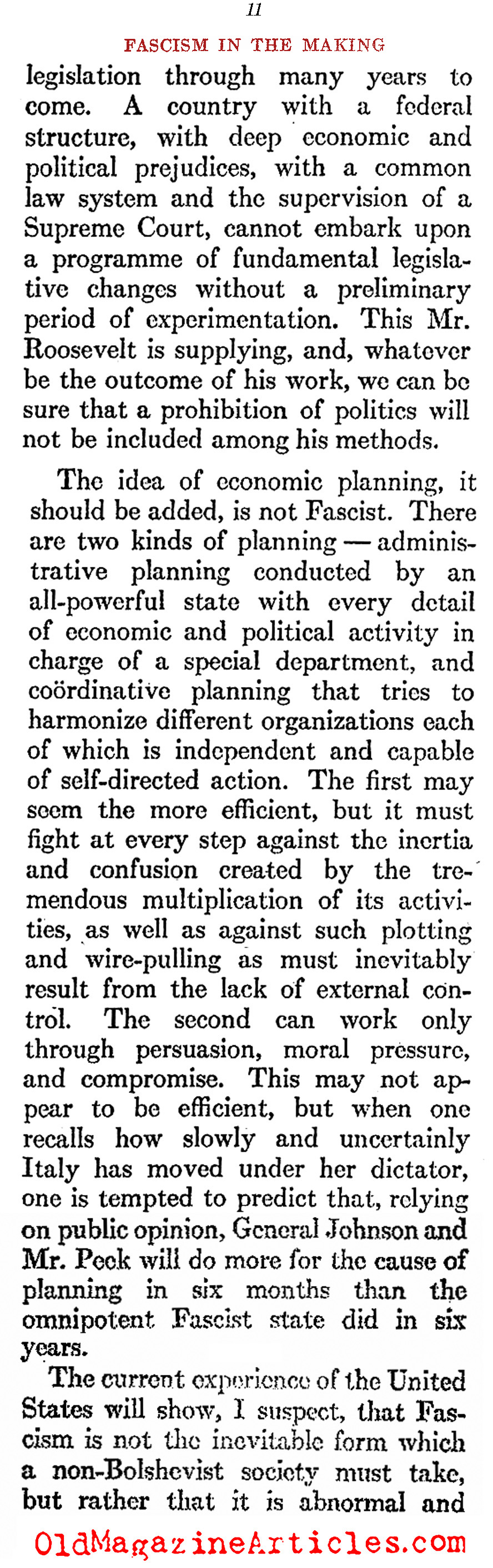 ''The New Deal Was Not Fascist''  (The Atlantic Monthly, 1933)