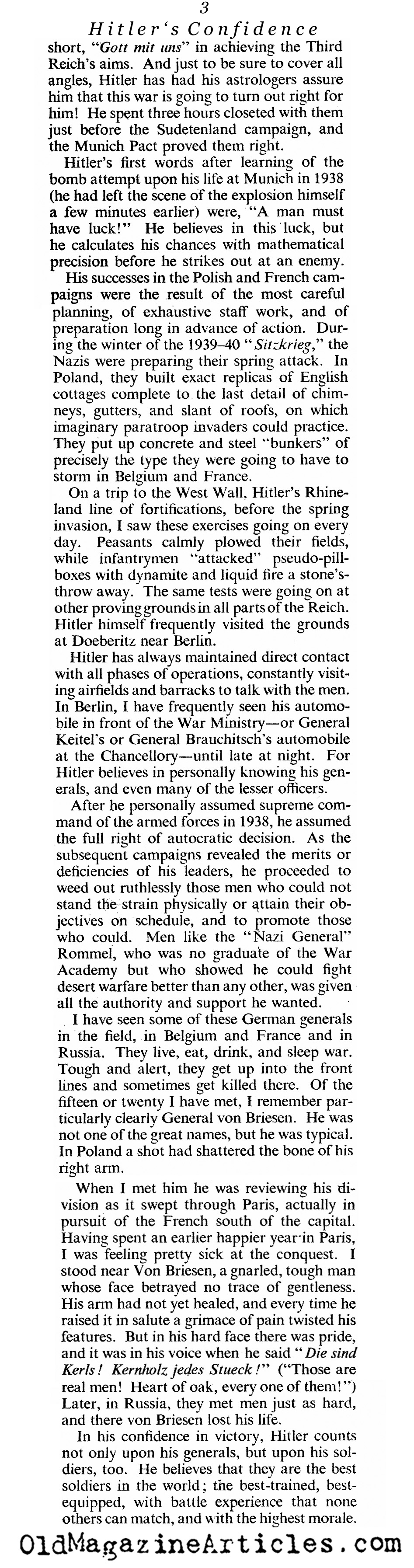 ''Why Hitler Thinks He'll Win'' (The American Magazine, 1942)