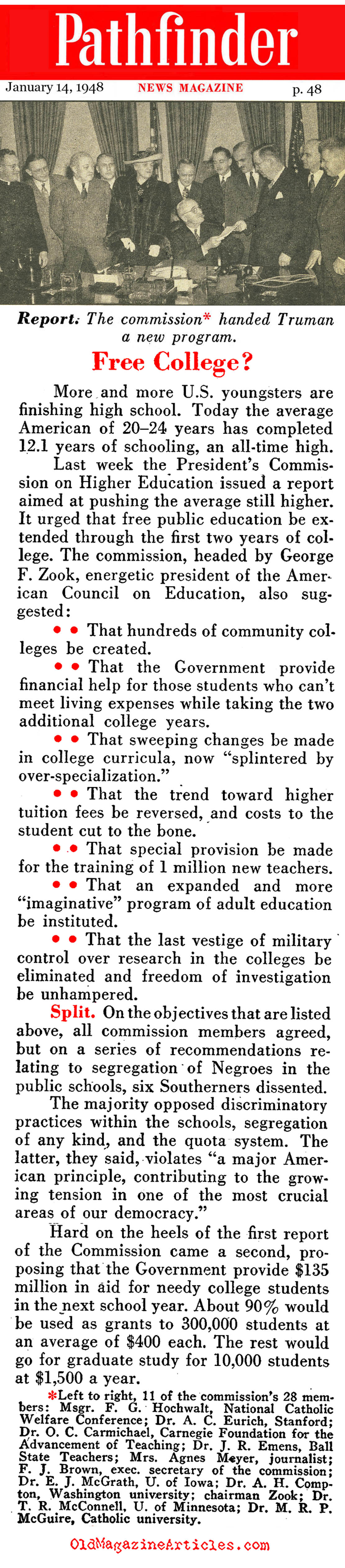 Free College? (Pathfinder Magazine, 1948)