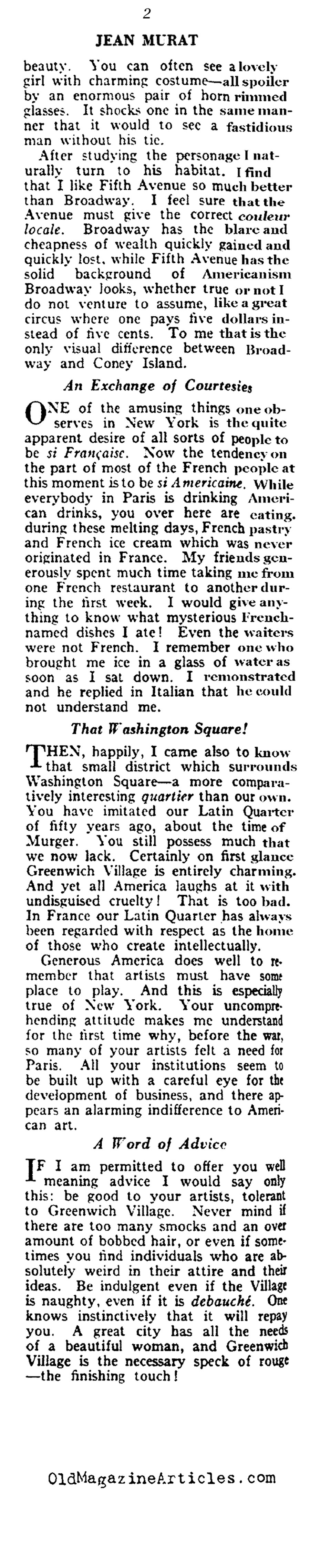 A Frenchman Looks at New York (Vanity Fair Magazine, 1919)