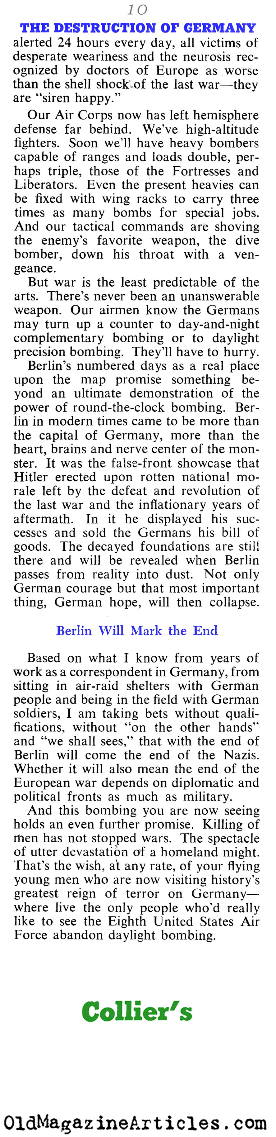 Destroying Germany (Collier's Magazine, 1943)