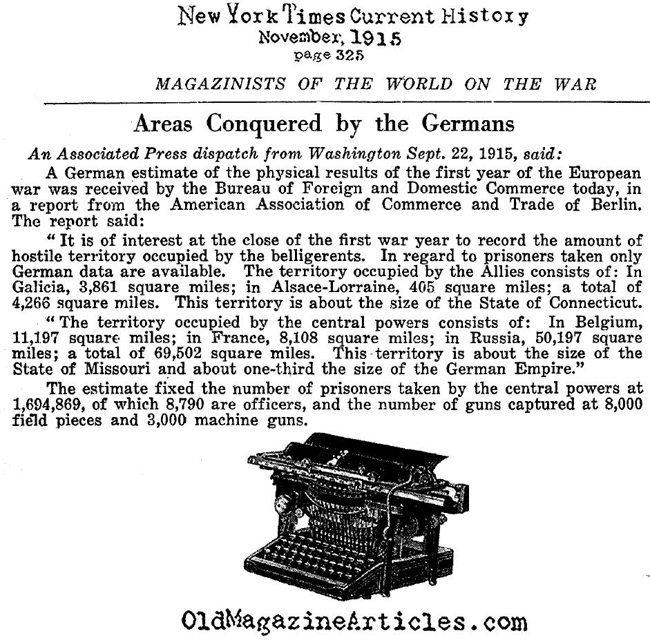 The Ground Taken by the German Armies  (NY Times, 1915)