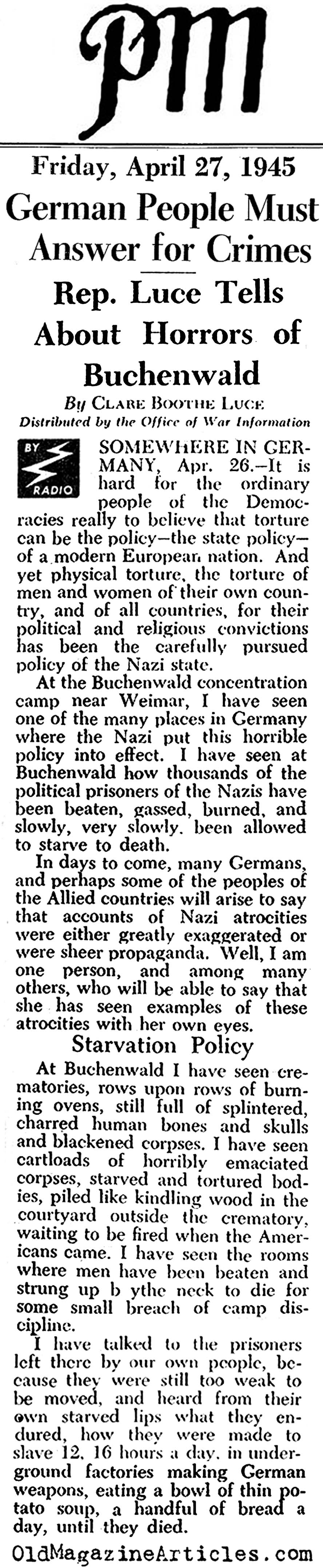 The Terror of Buchenwald (PM Tabloid, 1945)