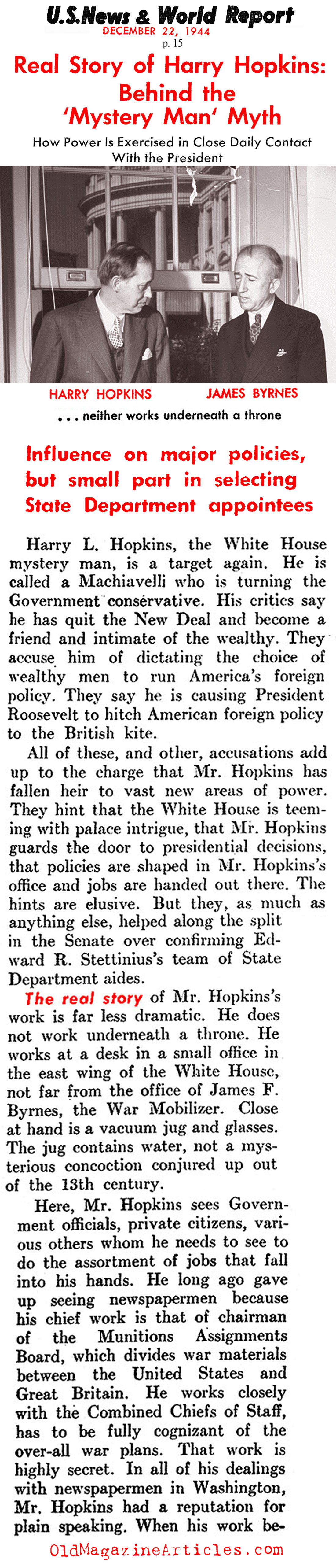 Harry Hopkins - FDR's Right Hand (United States News, 1944)