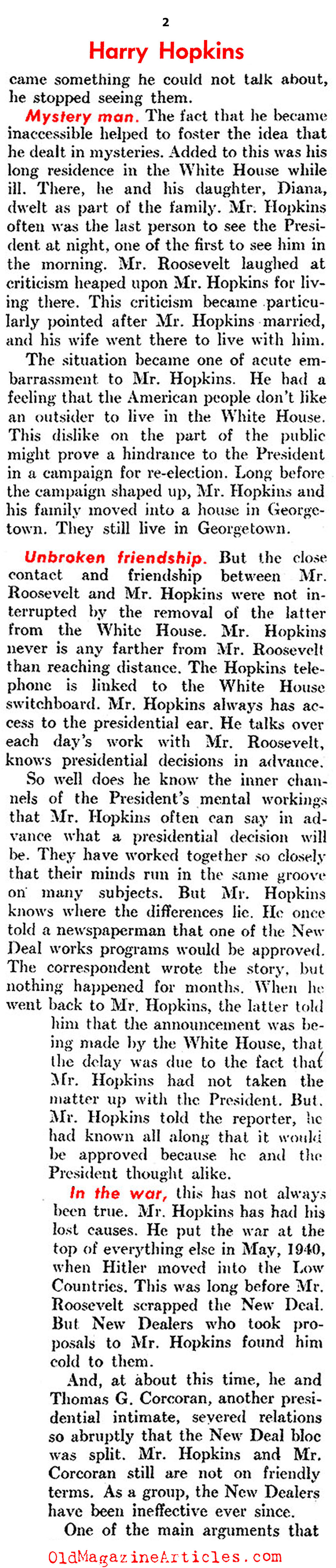 Harry Hopkins - FDR's Right Hand (United States News, 1944)