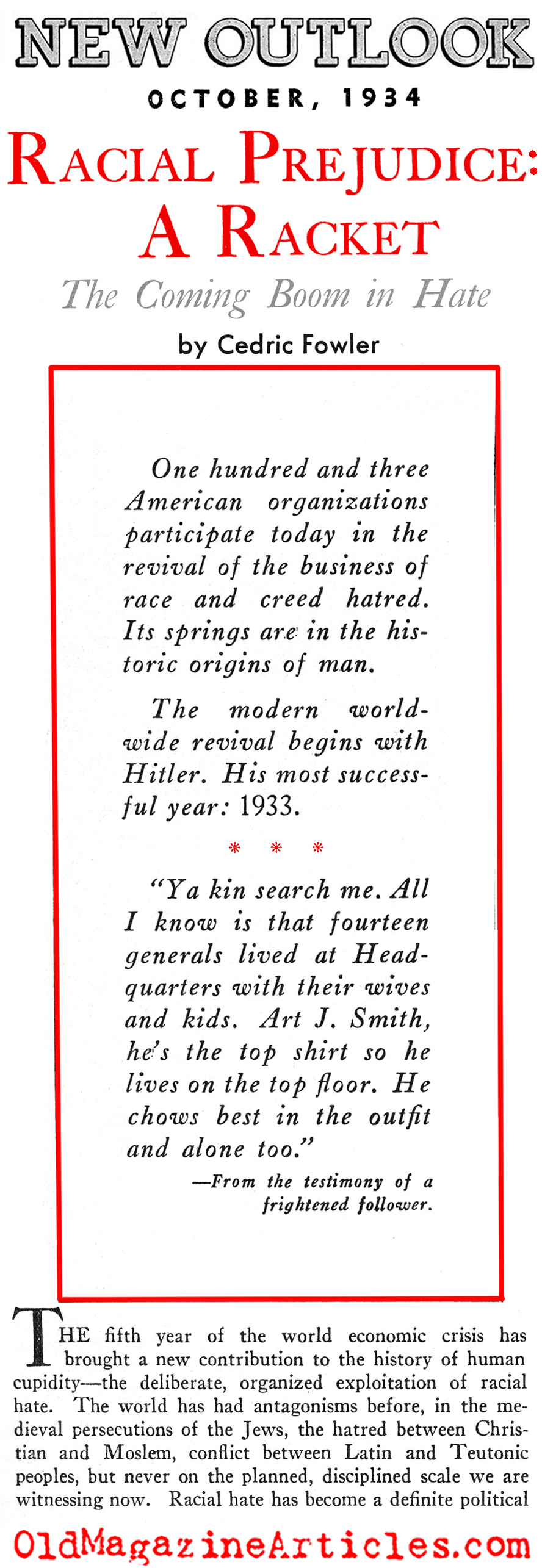 Antisemitism Grows Globally (New Outlook Magazine, 1934)