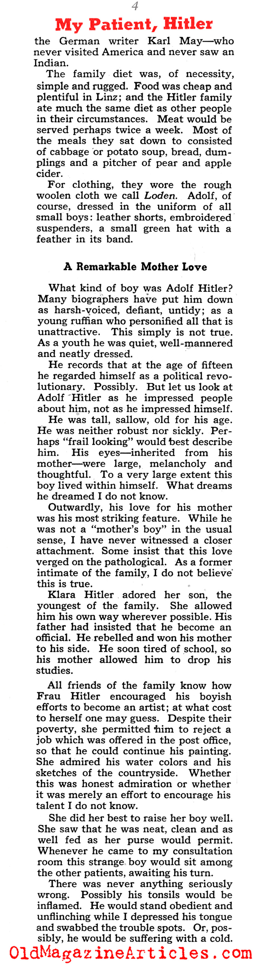 ''My Patient, Adolf Hitler'' (Collier's Magazine, 1941)