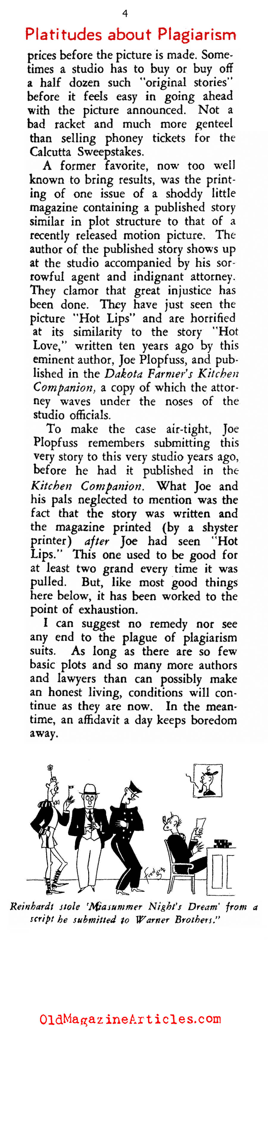 Hollywood and the Game of Bogus Plagiarism Law Suits (Rob Wagner's Script, 1935)