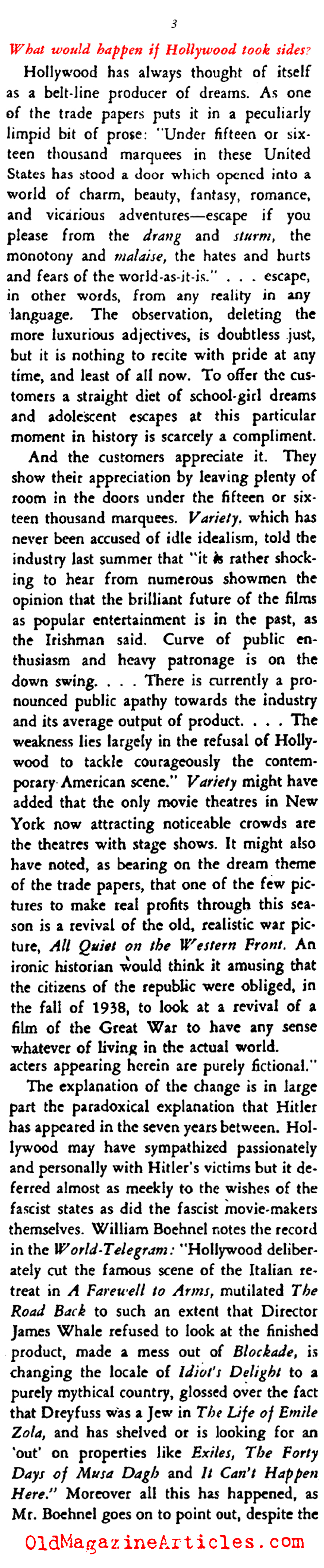 Social Issues in Movies (Stage Magazine, 1938)