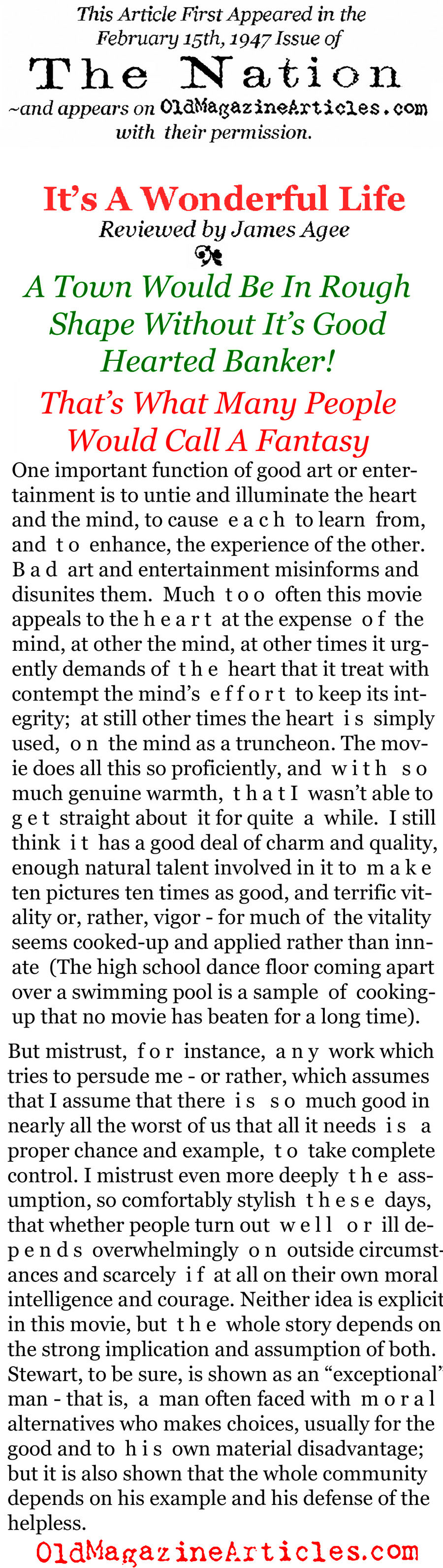 A Leftist Review of <i>It's a Wonderful Life</i> (The Nation, 1947)