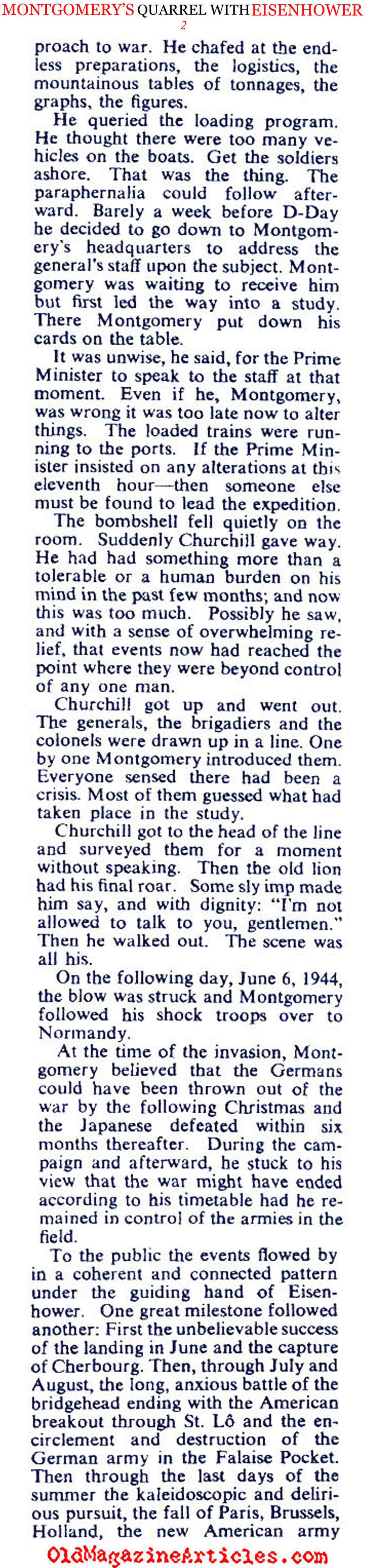 Montgomery's Quarrel with Eisenhower (Collier's Magazine, 1946)