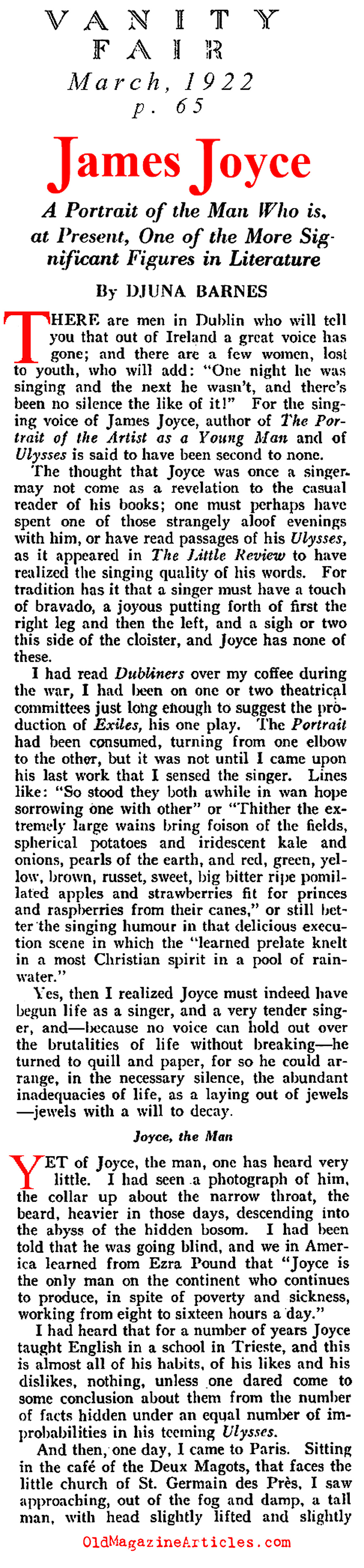 An Interview With James Joyce (Vanity Fair, 1922)