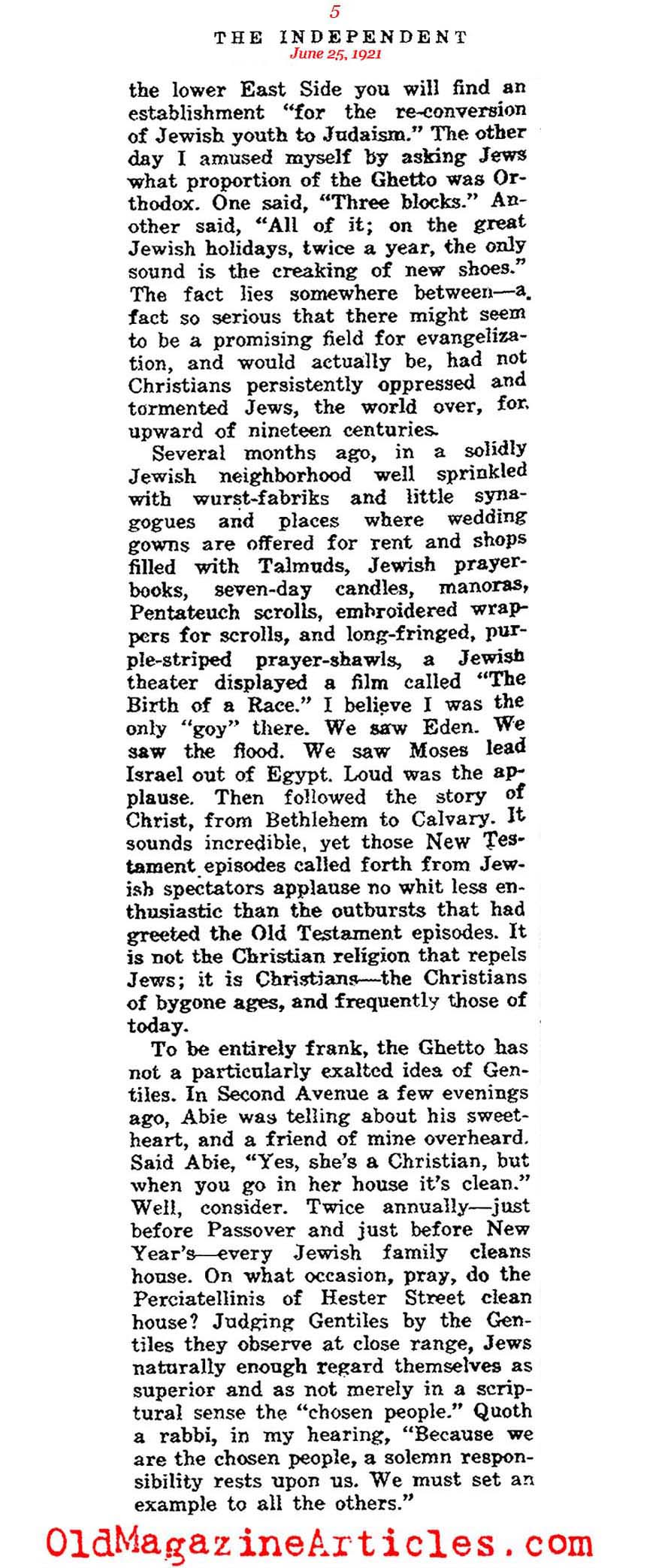 New York and the Real Jew (The Independent, 1921)