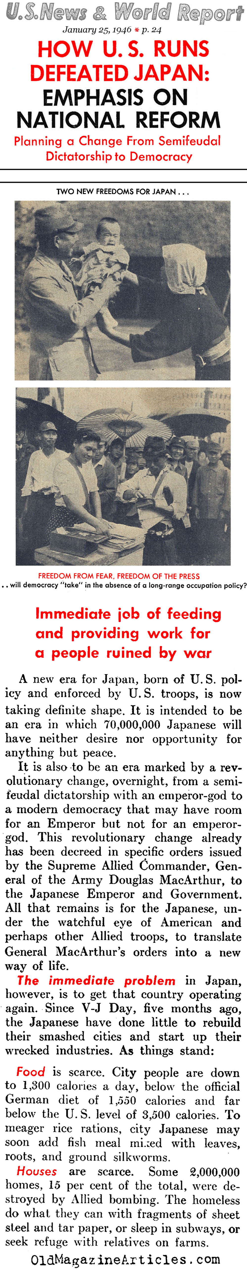 Reforms in Post-Fascist Japan (United States News, 1946)