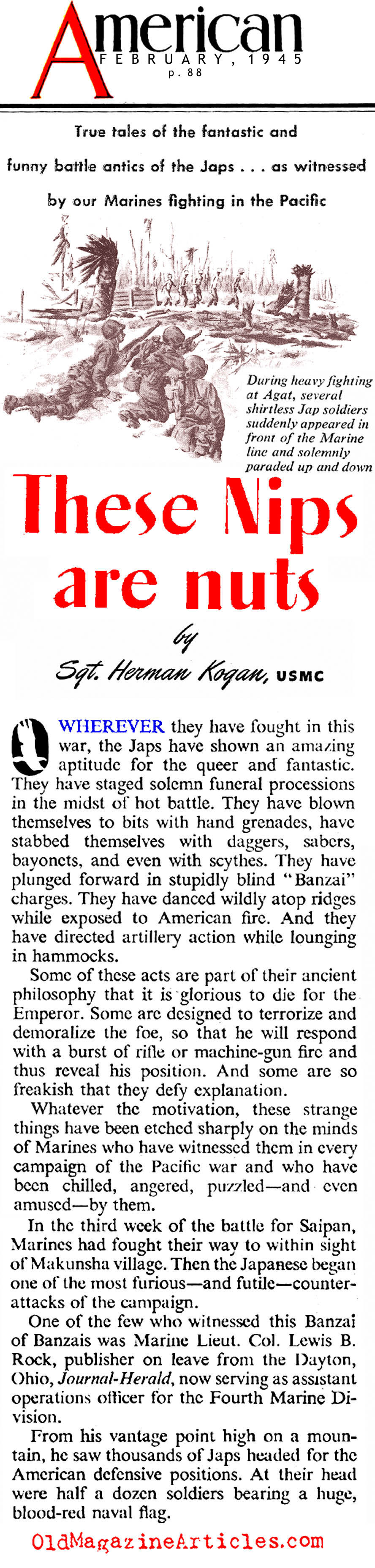 Engaging The Japanese Soldier (The American Magazine, 1945)