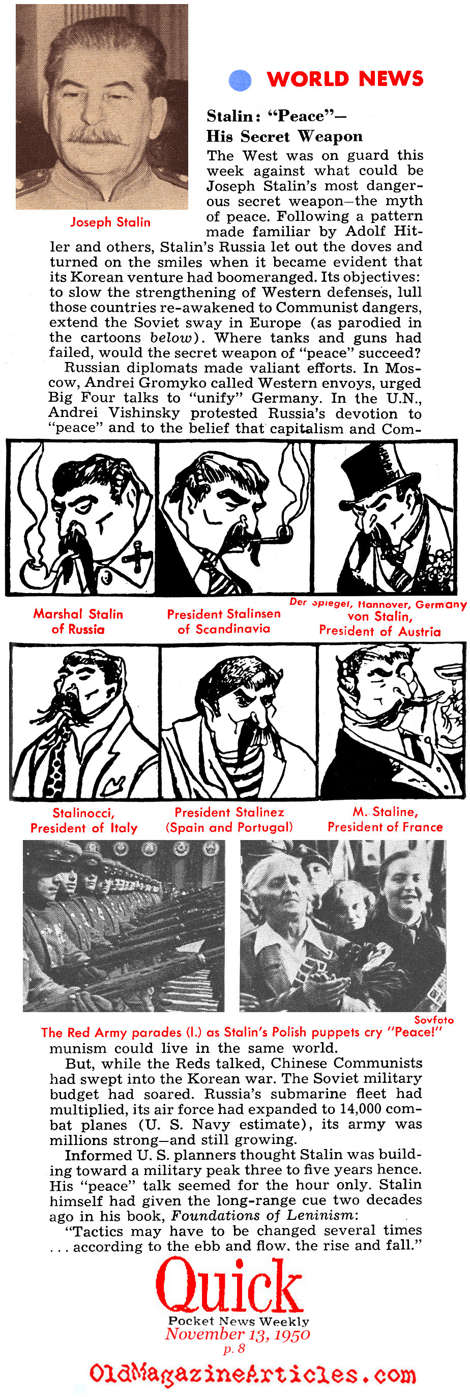 The Stalin ''Peace Plan'' (Quick Magazine, 1950)