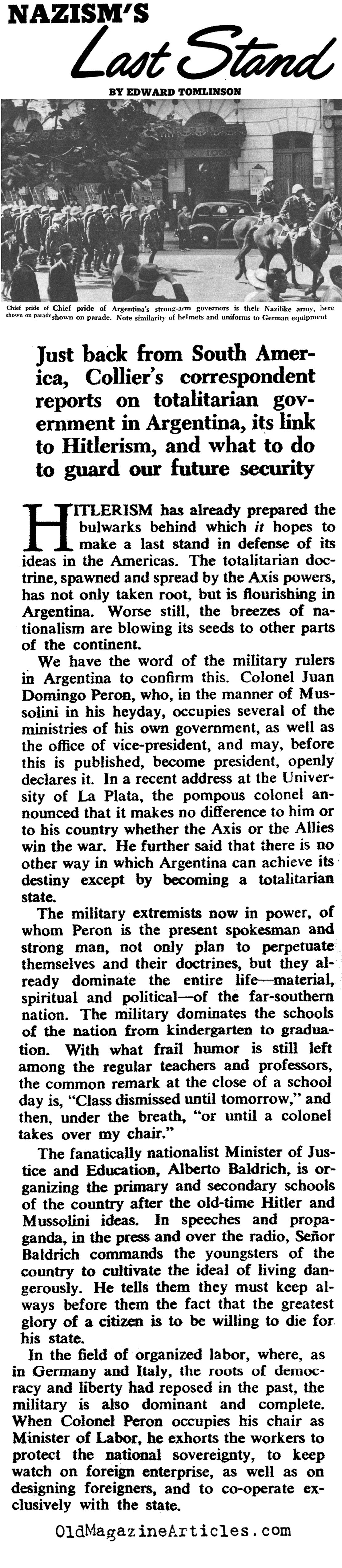 Argentina: Silent Nazi Ally (Collier's Magazine, 1944)