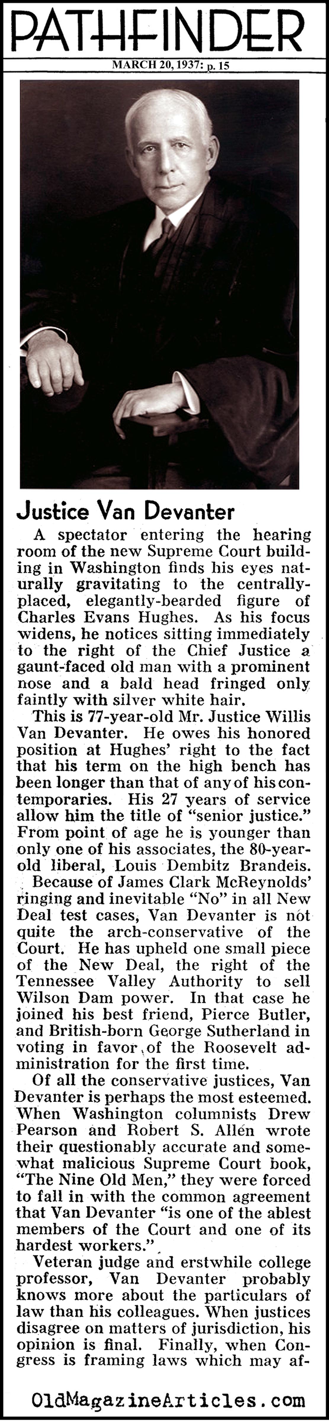 Justice Willis Van Devanter (Pathfinder Magazine, 1937)