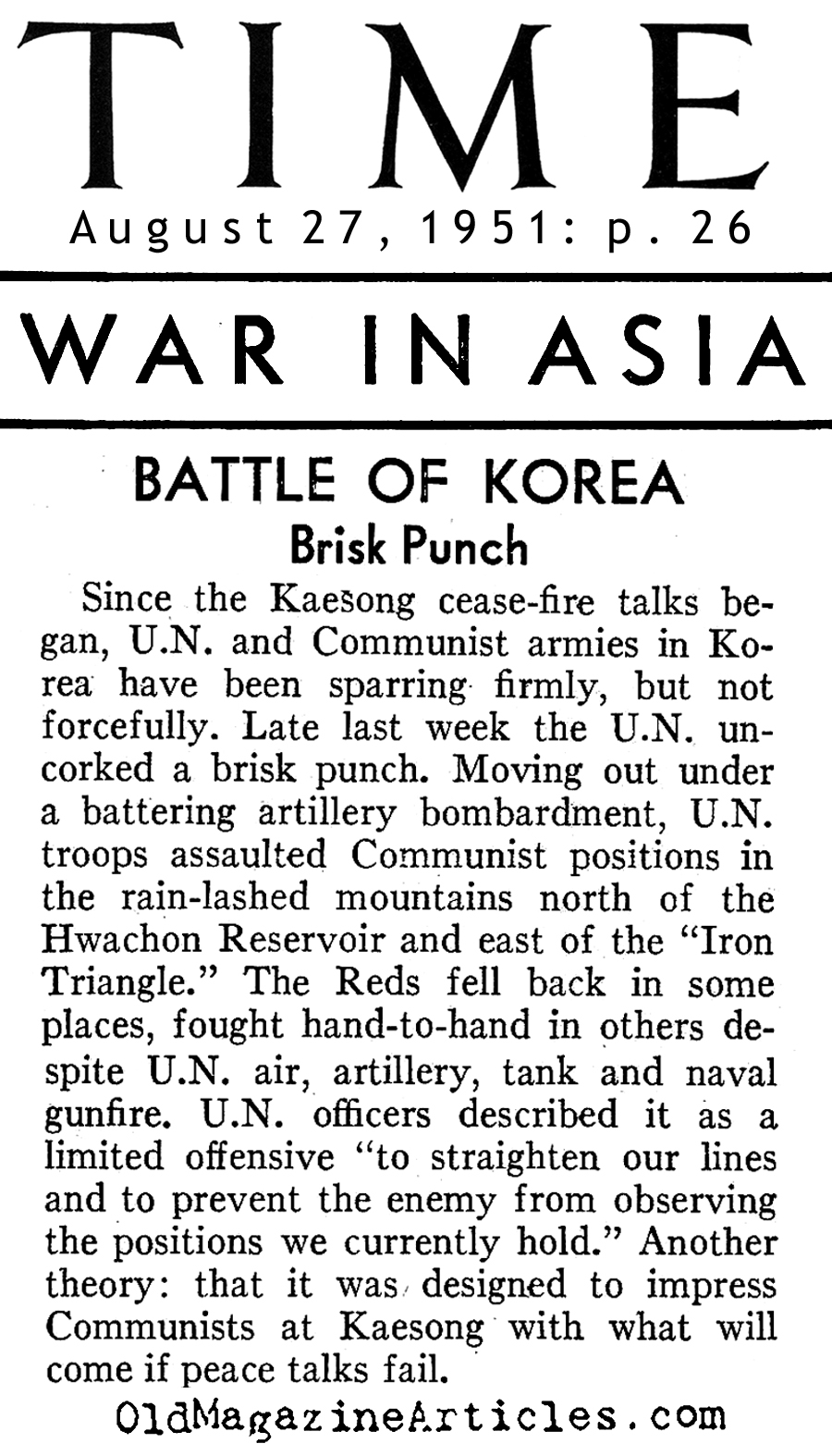 The Kaesong Cease-Fire (Time Magazine, 1951)