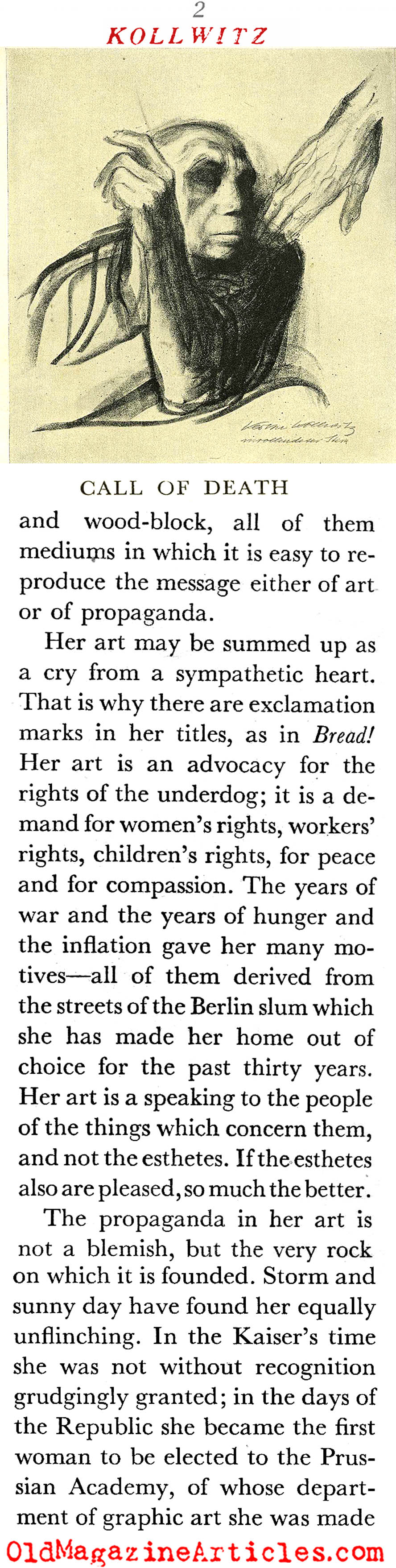 Kaethe Kollwitz (Coronet Magazine, 1939)