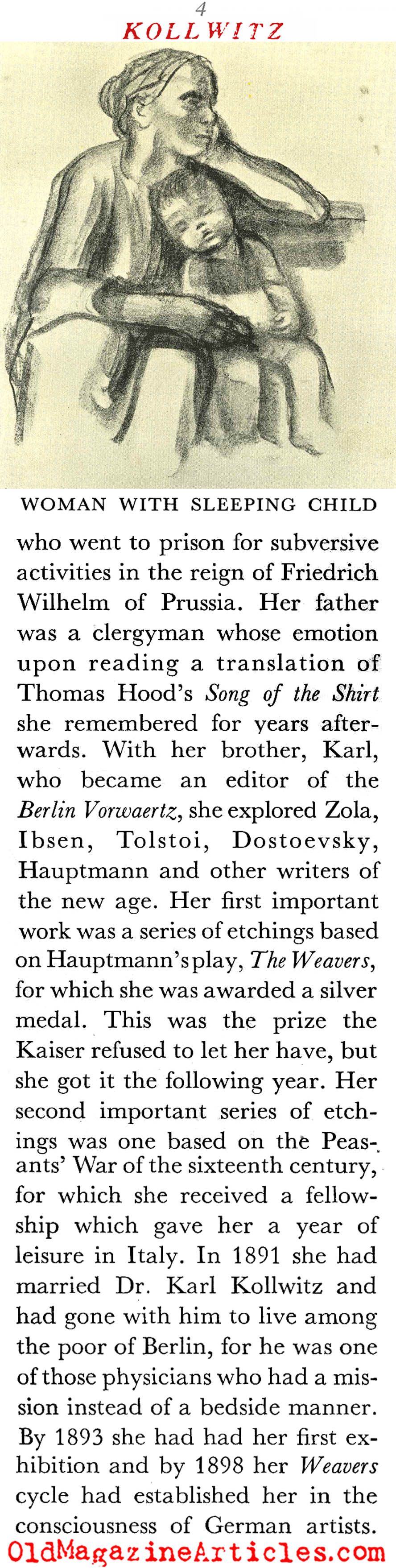 Kaethe Kollwitz (Coronet Magazine, 1939)