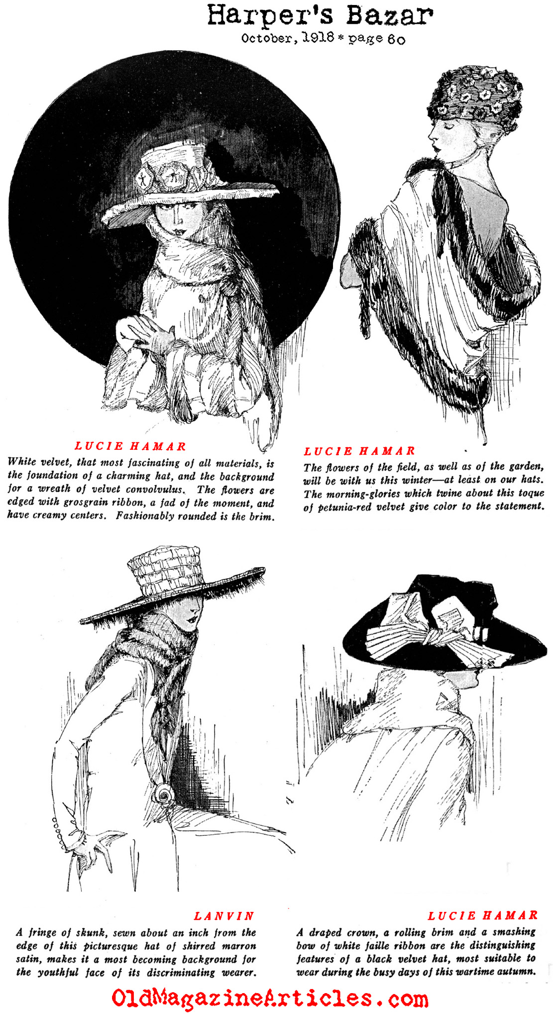 Feminine Hats from a War-Weary France (Harper's Bazaar, 1918)