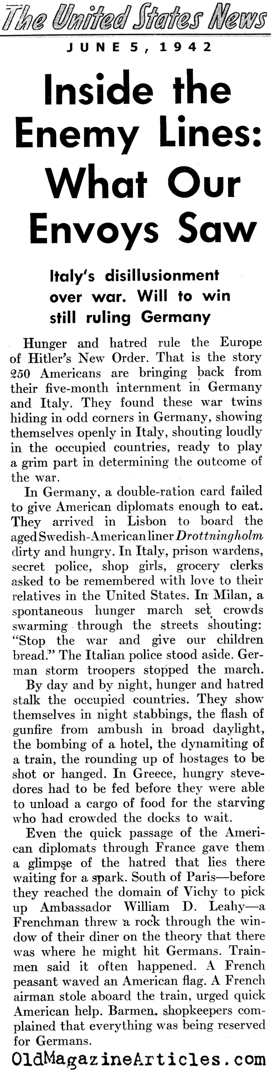 Hunger in Axis Lands (United States News, 1942)