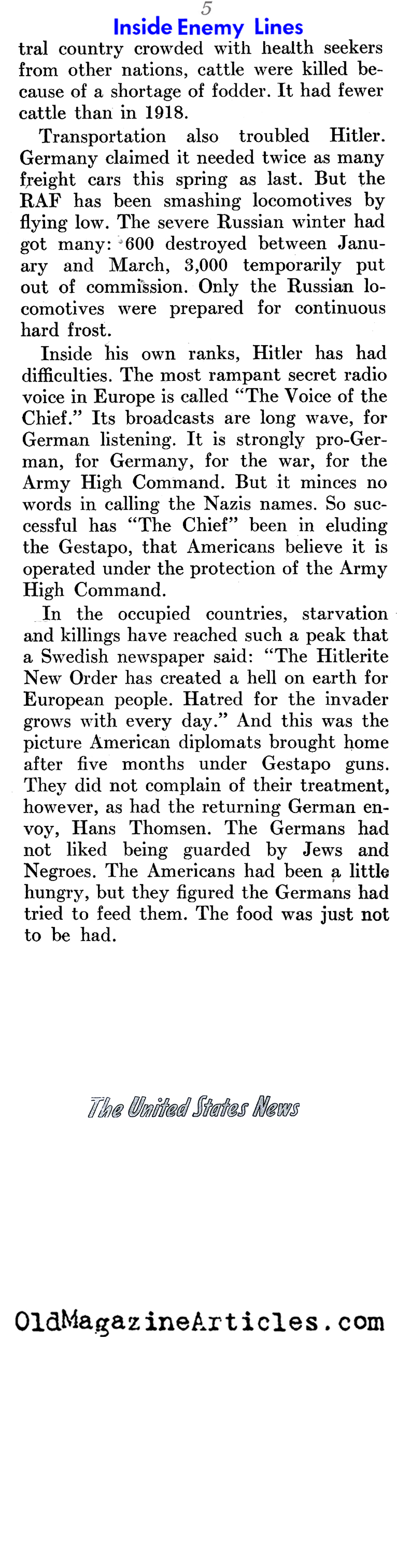 Hunger in Axis Lands (United States News, 1942)