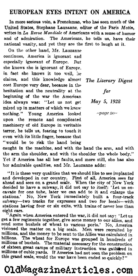 America Commits Itself to the War (Literary Digest Magazine, 1928)