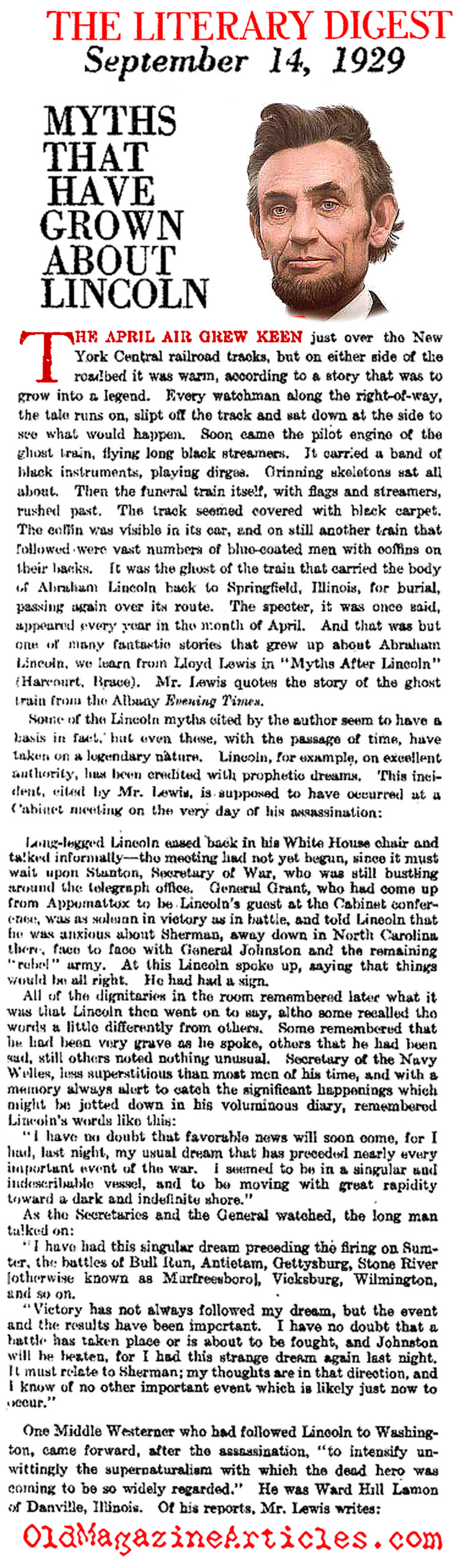 Myths About Lincoln (Literary Digest, 1929)