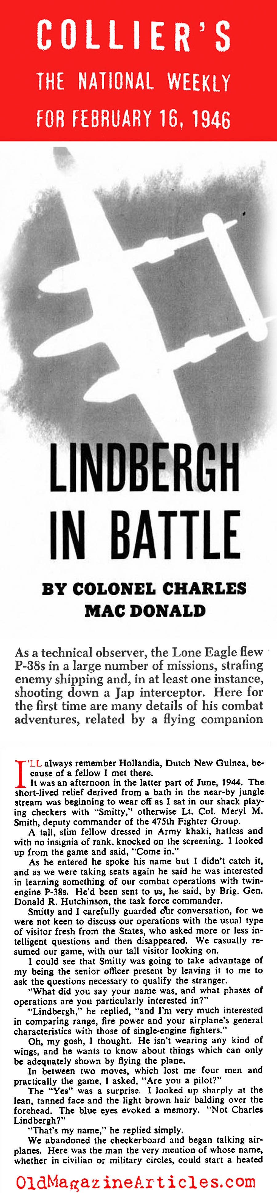 Charles Lindbergh Goes to War (Collier's Magazine, 1946)