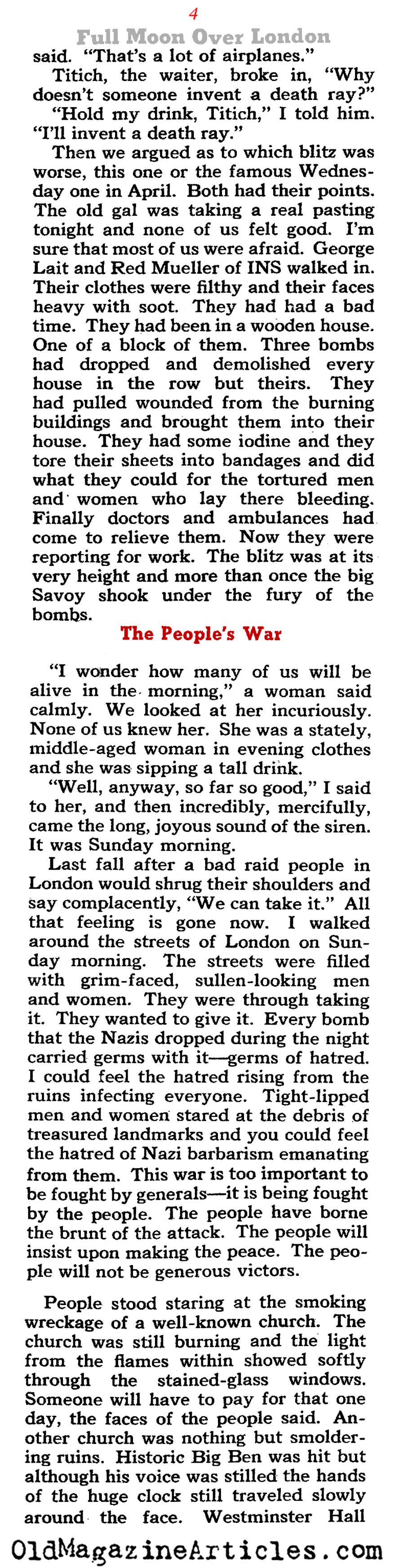 London Under the Bombs (Collier's Magazine, 1941)