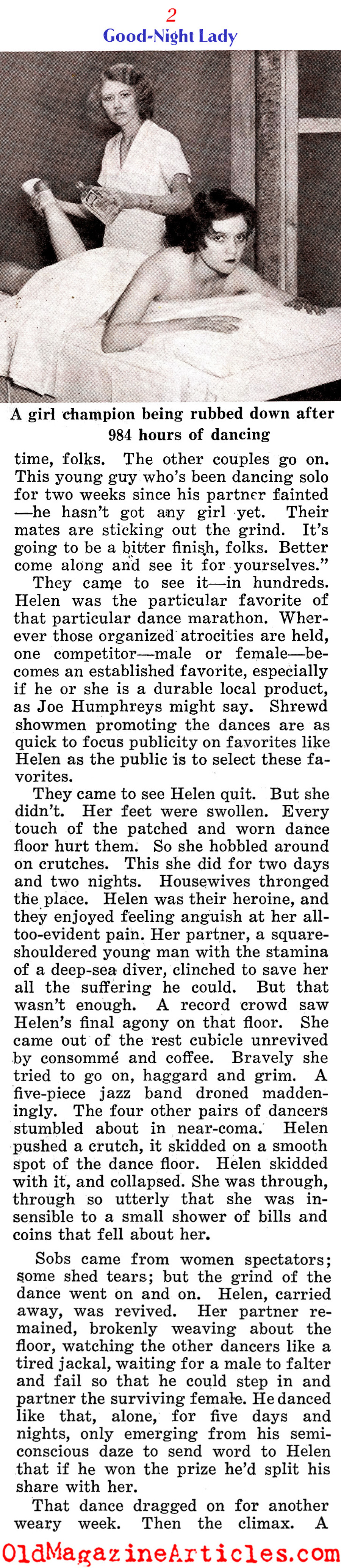 Marathon Dancing in the Thirties (Collier's Magazine, 1932)