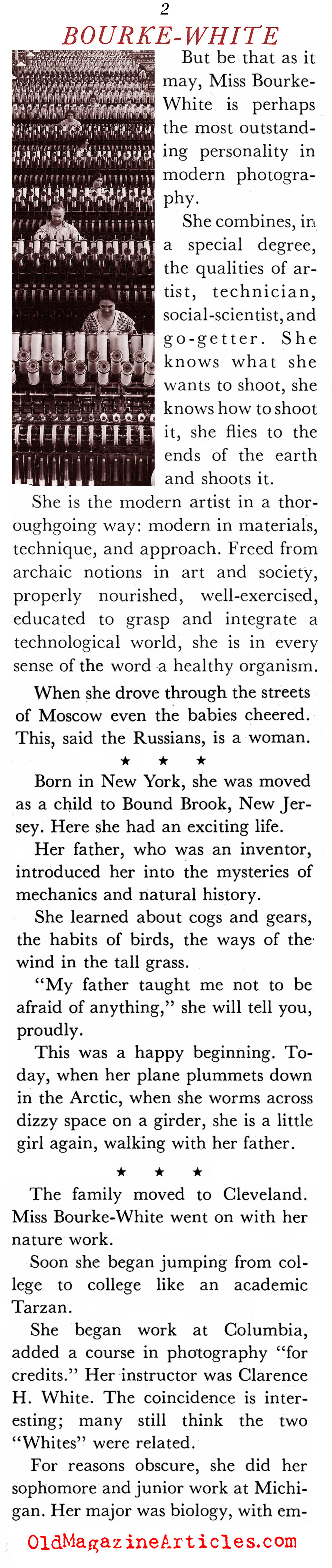 Margaret Bourke-White (Coronet Magazine, 1939)
