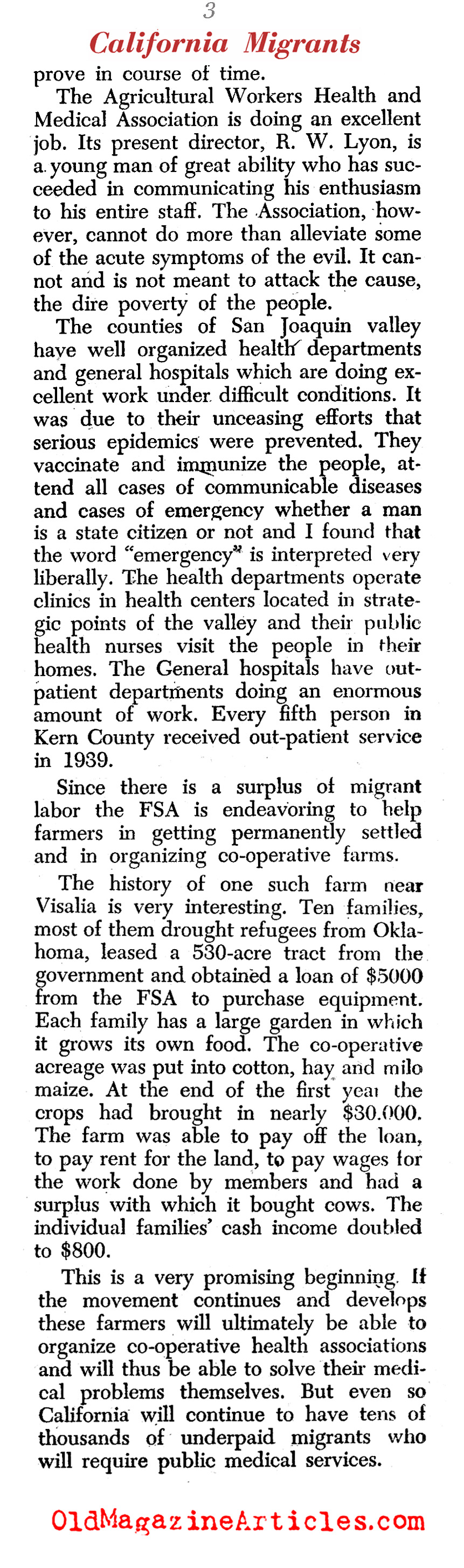 Government Heath Care for California Migrants (PM Tabloid, 1940)
