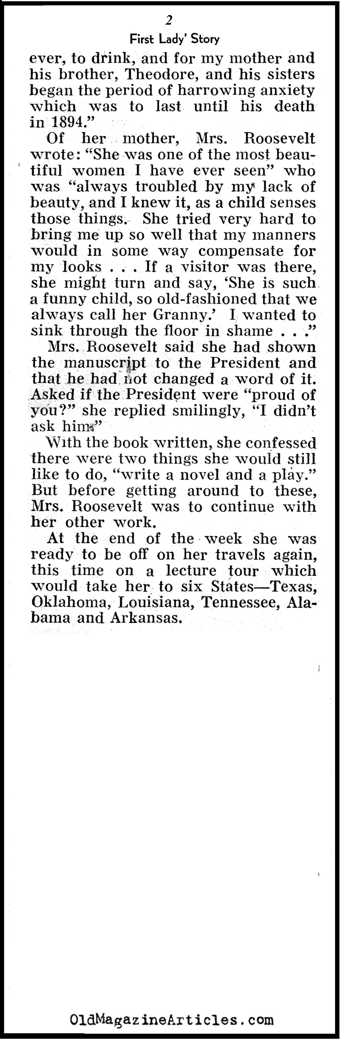 The First Lady's Story (Pathfinder Magazine, 1937)