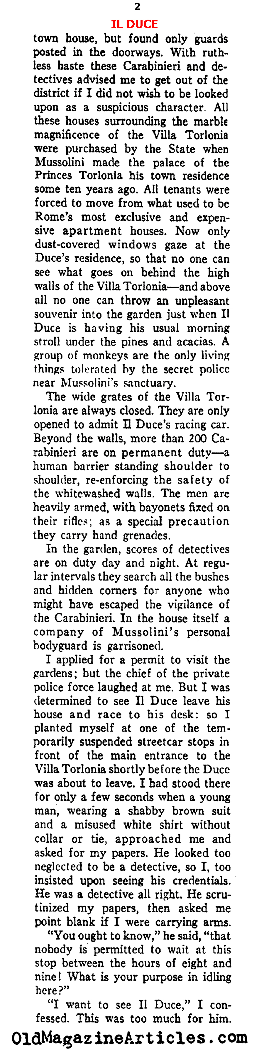 ''Steel Ring Around Mussolini'' (Ken Magazine, 1938)