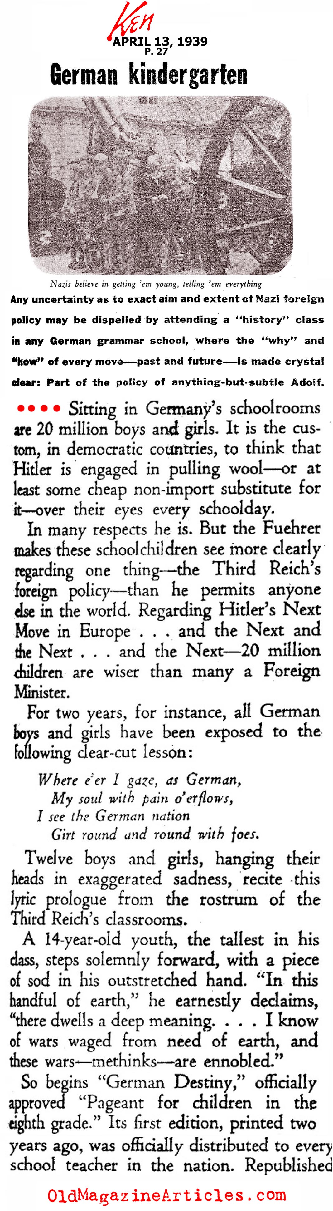 Nazi Indoctrination: the Eighth Grade  (Ken Magazine, 1939)