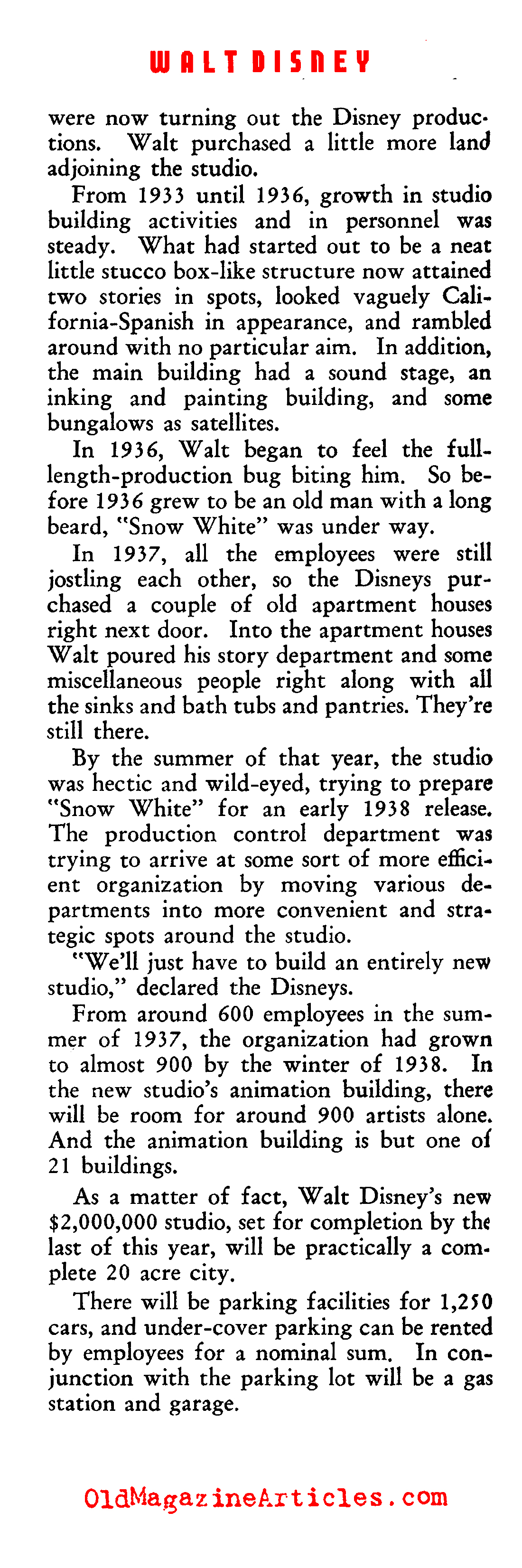 Growth and Expansion at the Walt Disney Company (Film Daily, 1939)