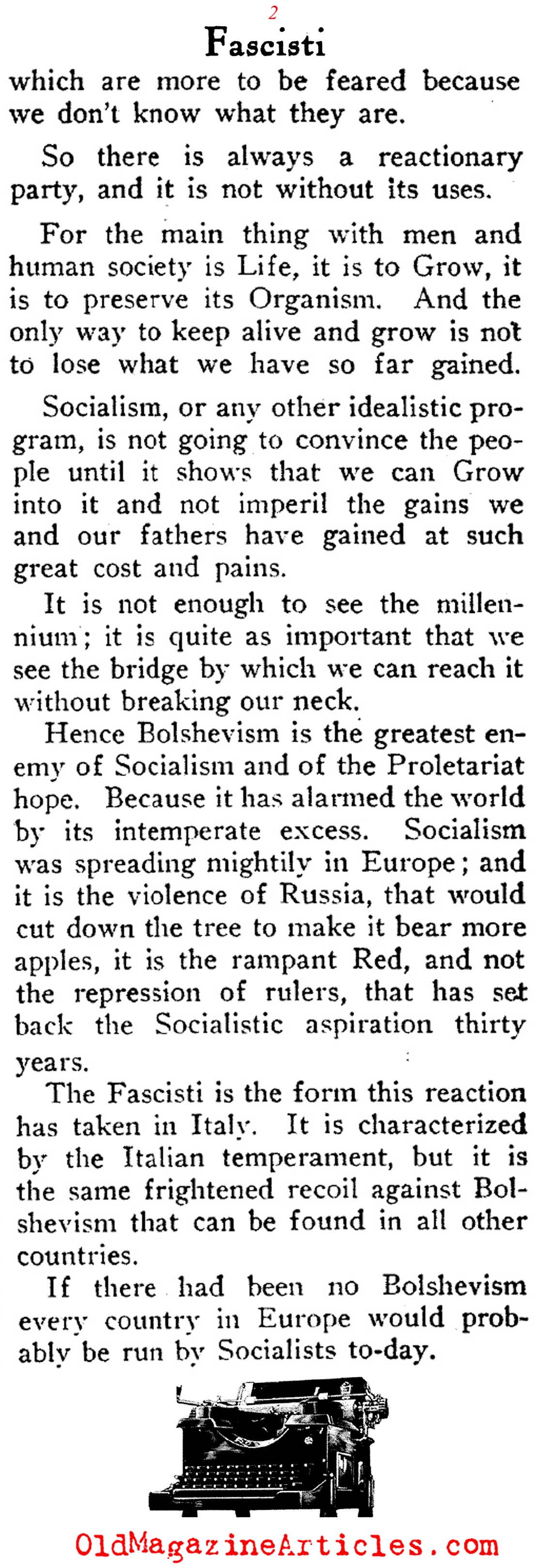 The Fascisti (Current Opinion, 1921)