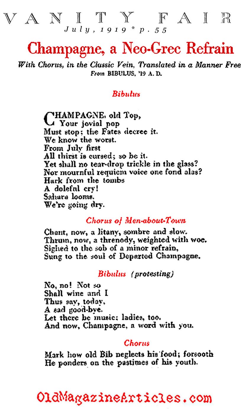 Farewell, Champagne! (Vanity Fair, 1919)