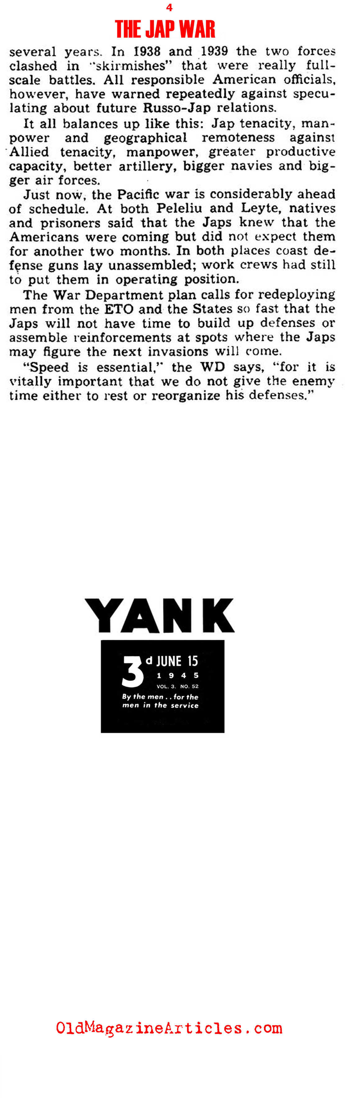 1945  Victory Strategies for the Pacific Theater (Yank Magazine, 1945)