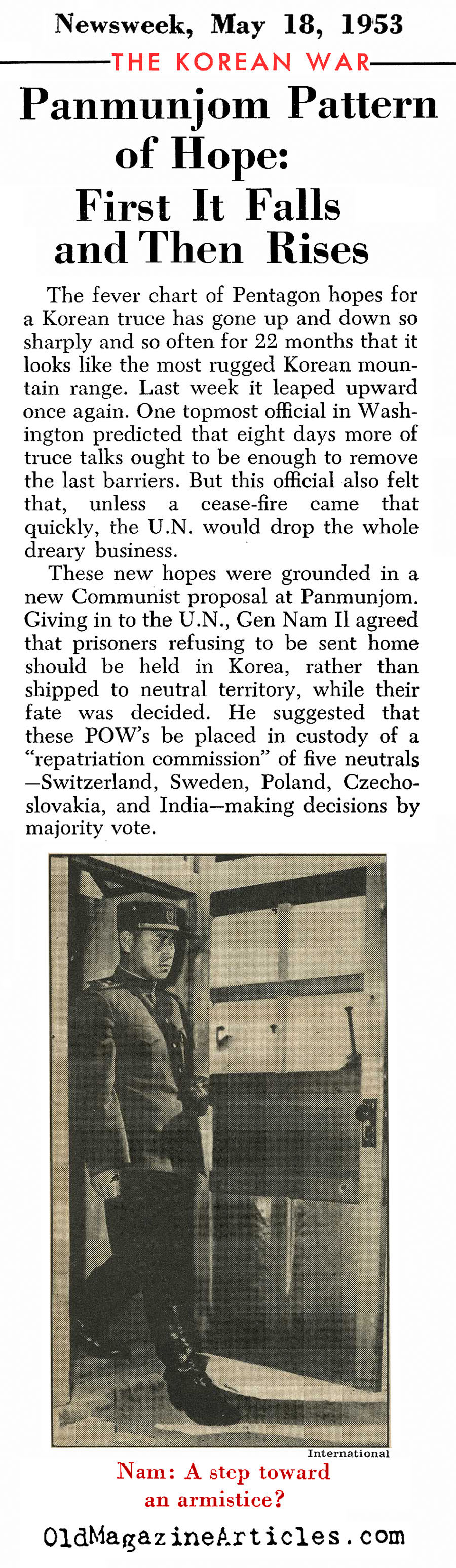 Peace At Last (Newsweek, Quick Magazine, 1953)