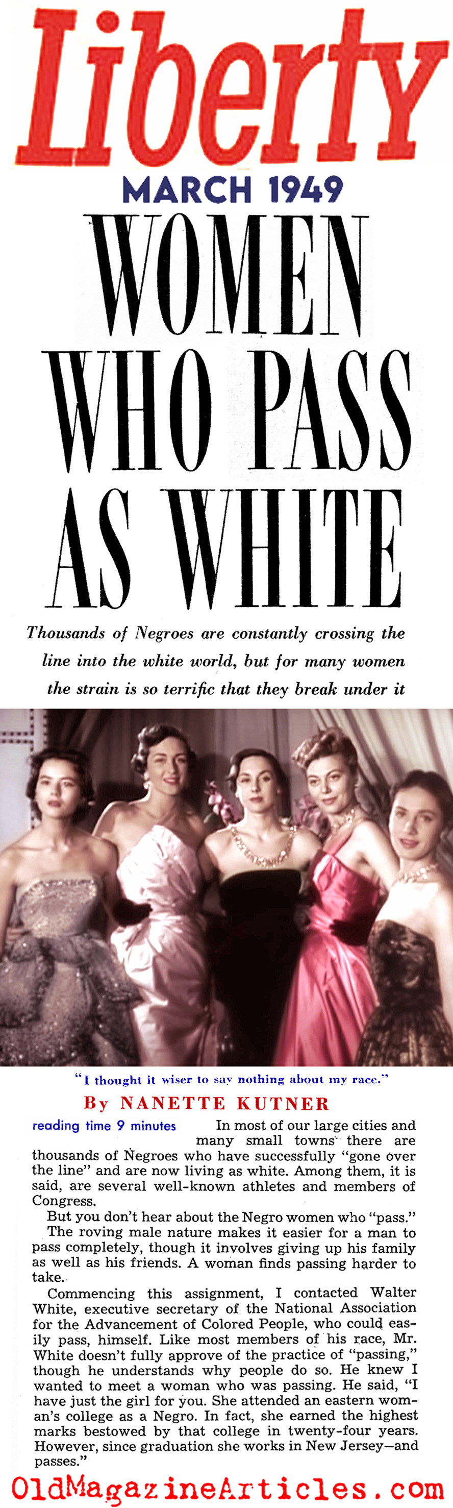 The Black Women Who Pass For White (Liberty Magazine, 1949)