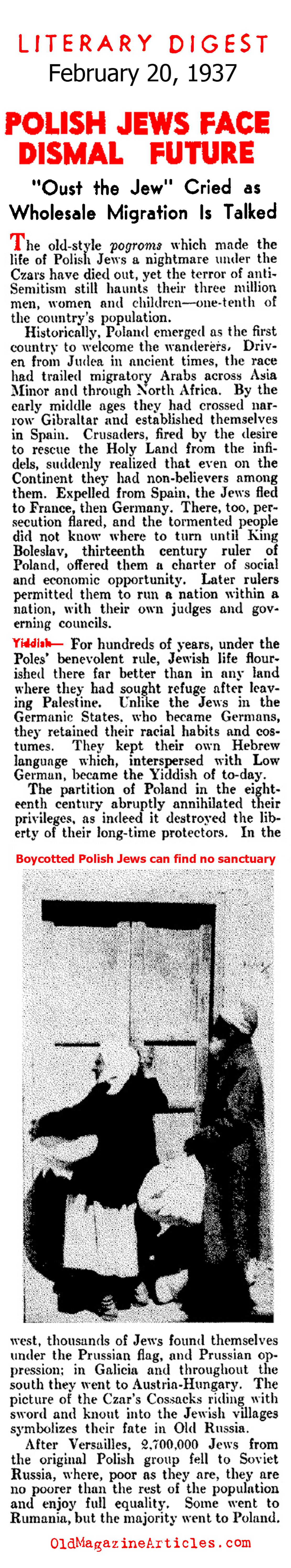 Polish Jews Face Dismal Future (Literary Digest, 1937)