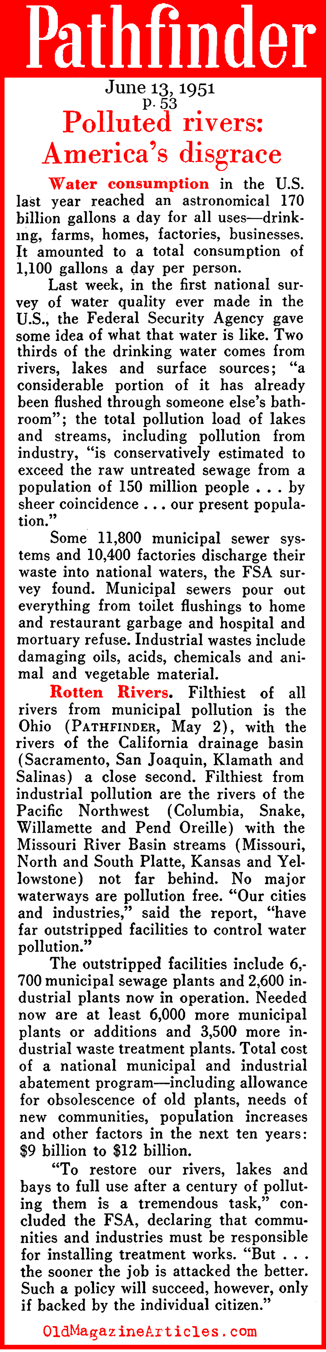 America's Disgrace: Polluted Rivers (Pathfinder Magazine, 1951)