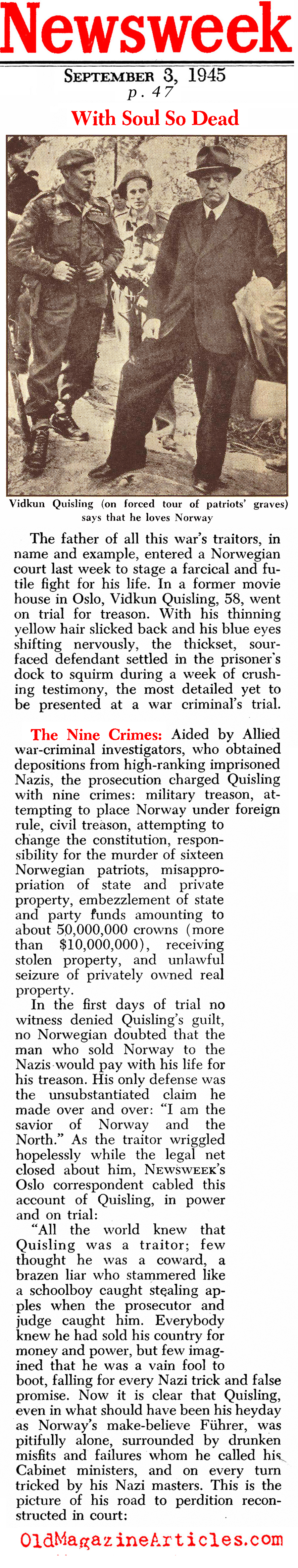 Judgment in Oslo (Newsweek Magazine, 1945)