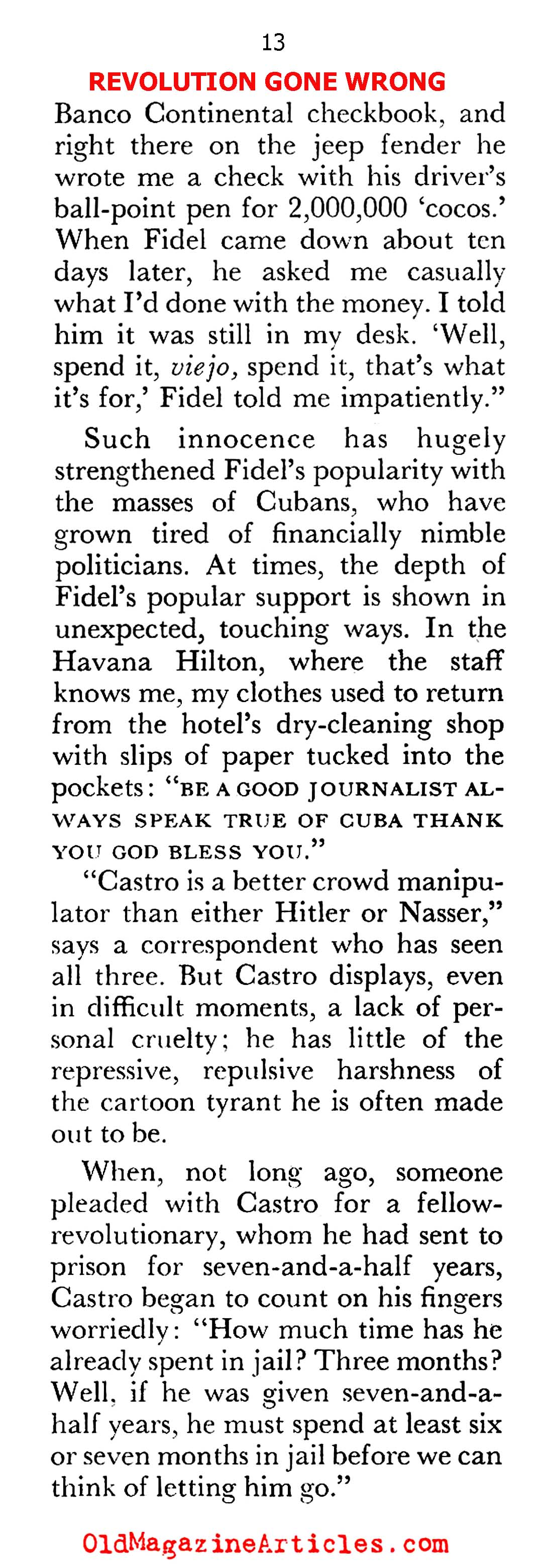 Castro Shows His Hand... (Pageant Magazine, 1960)