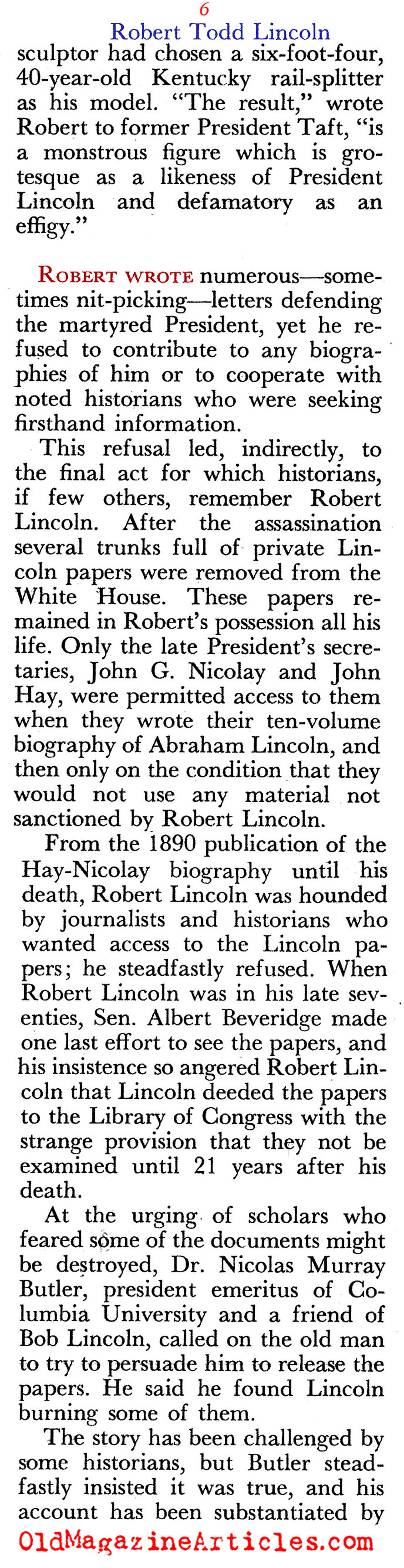 The Lincoln Blood Line Ends (Pageant Magazine, 1963)