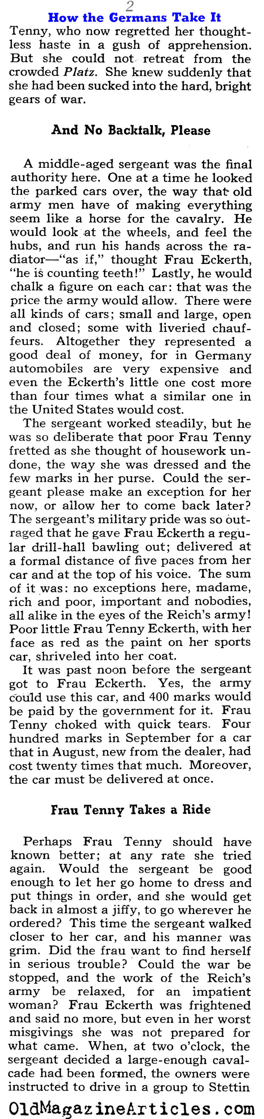 Rationing on the Germn Home Front (Collier's Magazine, 1940)